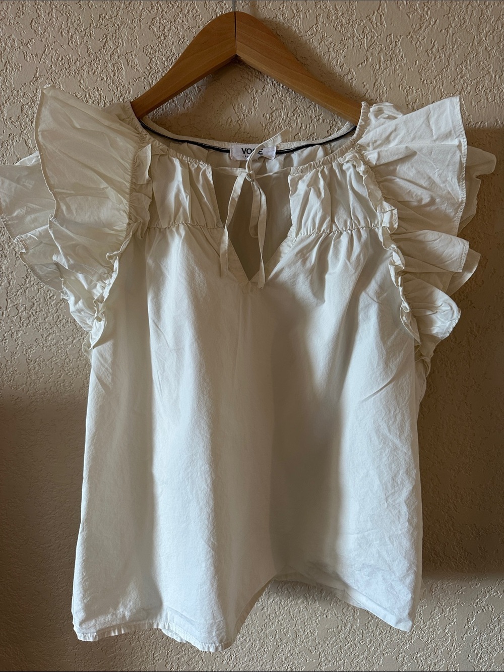 Voge boutique White Ruffle Sleeve Peasant Top